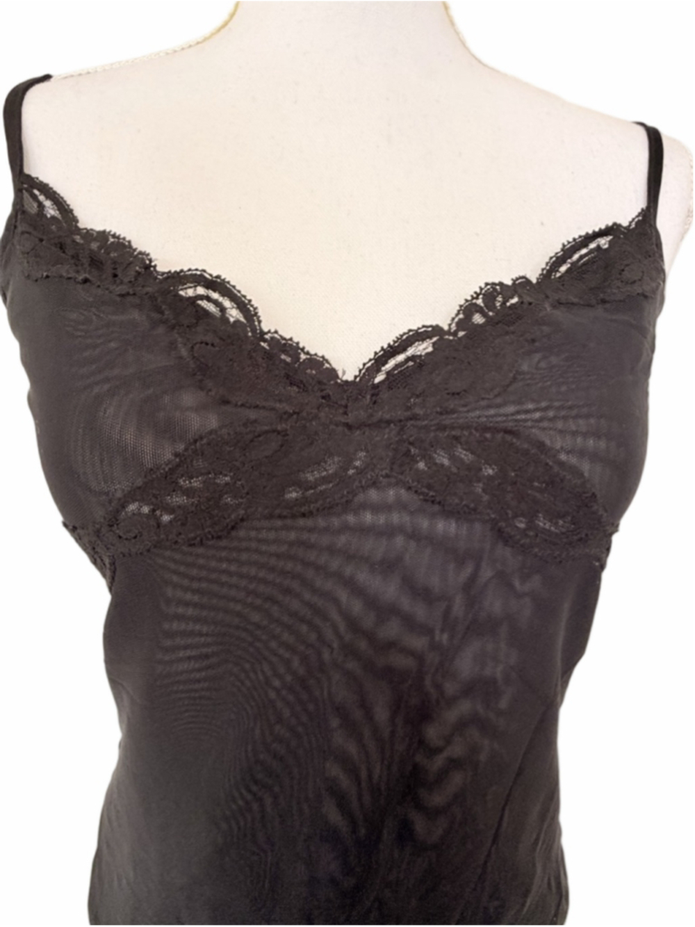 Laundry by Shelli Segal Black Lace Trim Camisole Top - Size Medium - Picture 2 of 8